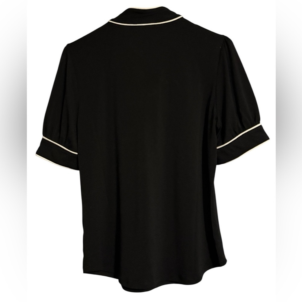 Adrianna Papell Black Blouse with White Accents - Picture 2 of 5